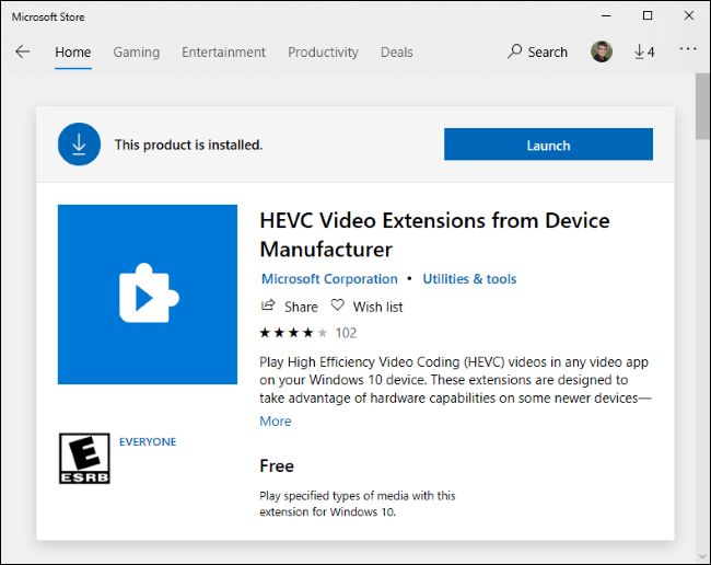 Windows 10 に無料の HEVC コーデックをインストールする方法 (H.265 ビデオ用)