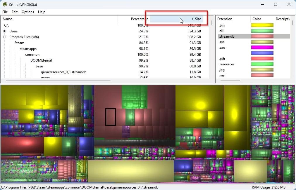 Come visualizzare e recuperare memoria su Windows con altWinDirStat