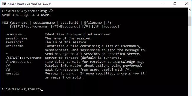 comando msg in Windows