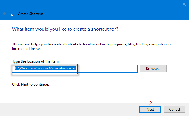 So erstellen Sie eine Verknüpfung zur Ereignisanzeige auf dem Windows 10-Desktop