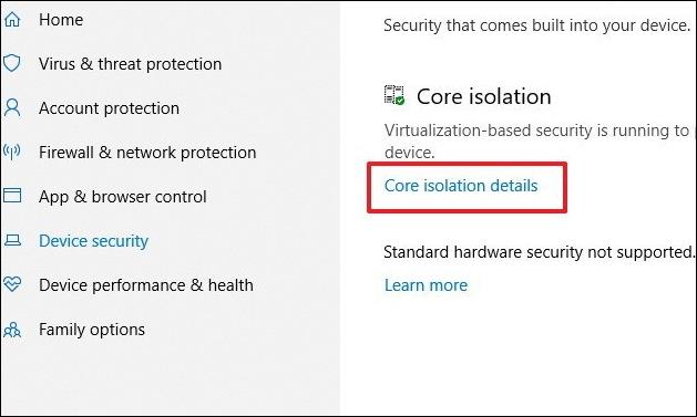 Comment activer la protection d'isolation Core sur Windows 10