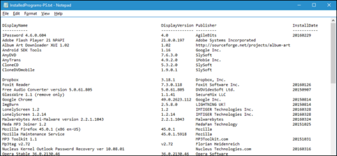 So erstellen Sie eine Liste der installierten Programme unter Windows