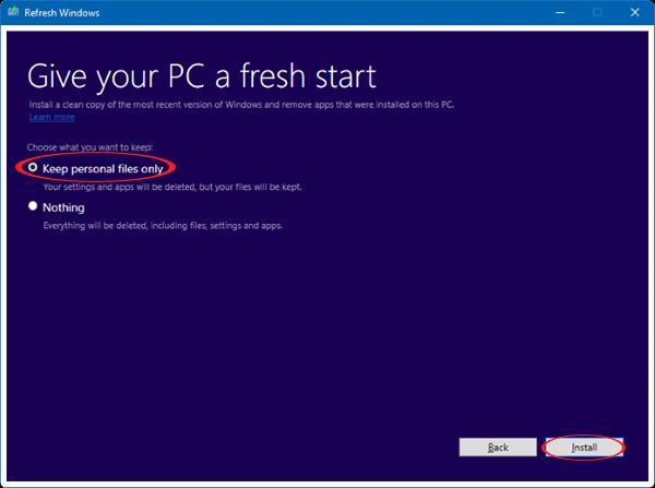 Installez Windows 10 à l'aide de l'outil Actualiser Windows de Microsoft