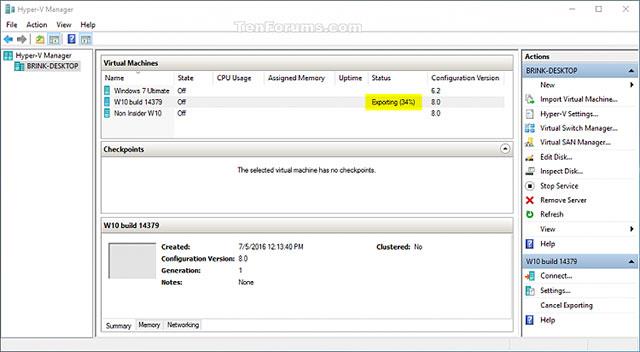 Come esportare macchine virtuali Hyper-V in Windows 10