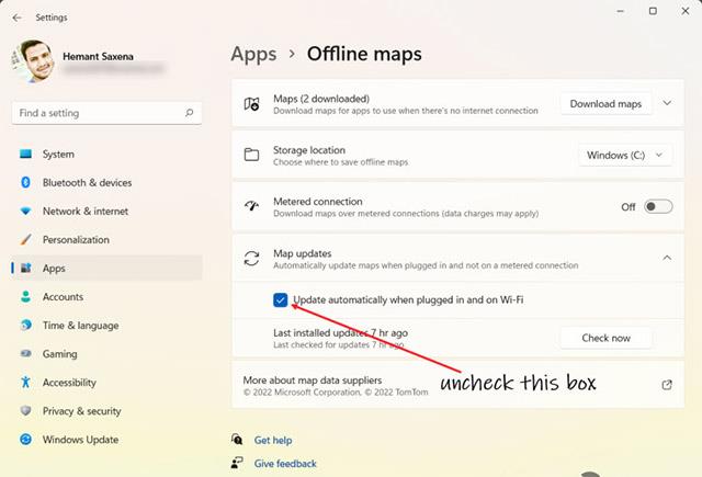 Come impedire a Windows di aggiornare automaticamente le mappe offline