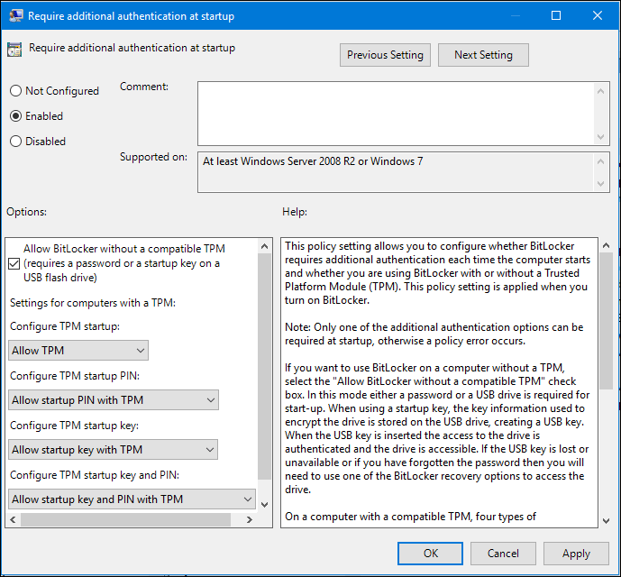 Correction d'une erreur de configuration BitLocker sous Windows 10