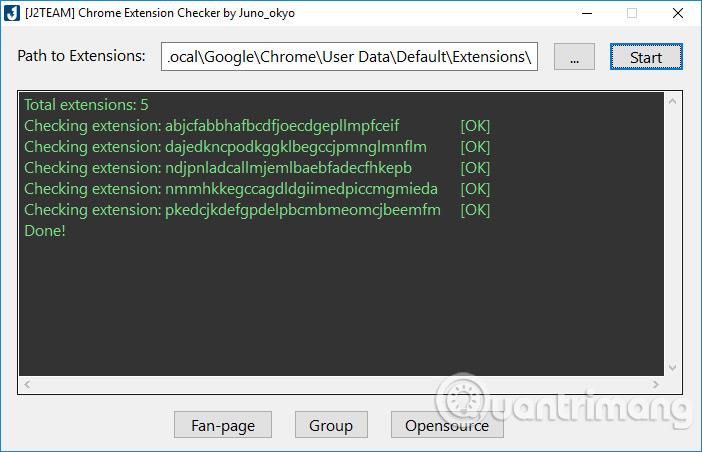 Comment vérifier les extensions avec J2TEAM Extension Checker