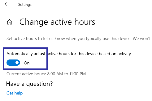 So aktivieren/deaktivieren Sie Active Hours unter Windows 10