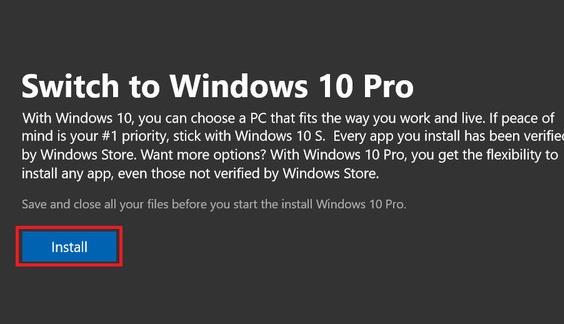 Windows S オペレーティング システムを Pro バージョンにアップグレードする方法