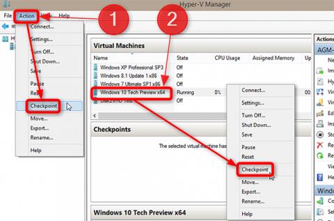 Windows 10에서 Hyper-V 검사점을 만들고 사용하는 방법