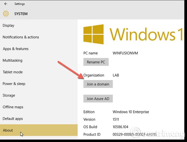 Windows 10에서 도메인 가입에 대한 지침
