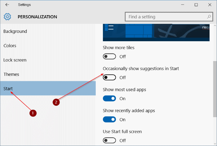 Windows 10 のスタート メニューでアプリケーションのダウンロードの提案をオフにする方法は?