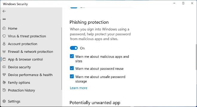 Comment activer la protection améliorée contre le phishing sur Windows 11 pour afficher des avertissements lors de la saisie de mots de passe dans le Bloc-notes et les sites Web