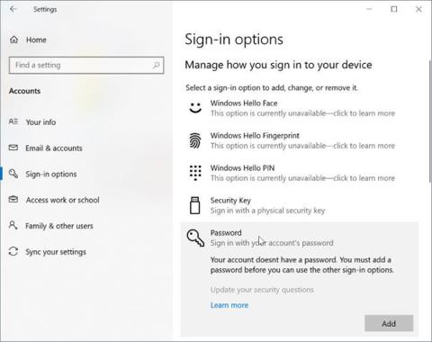 So fügen Sie einem lokalen Konto in Windows 10 ein Passwort hinzu