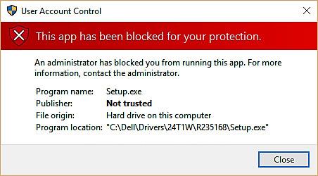 수정 방법 Windows 10 PC에서 보호 오류로 인해 이 앱이 차단되었습니다.