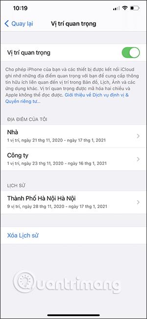 Comment afficher l'historique des positions passées sur iPhone