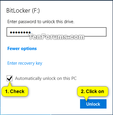 如何在 Windows 10 中開啟/關閉 BitLocker 磁碟機的自動解鎖