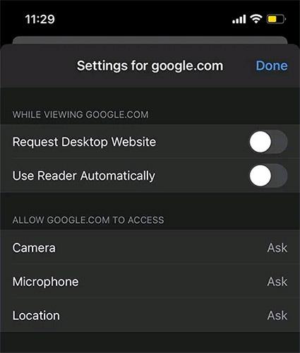 Come impedire ai siti Web di accedere a fotocamera, microfono e posizione in Safari per iOS