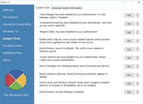 Corrigez les erreurs de Windows 10 en 1 seul clic avec FixWin