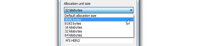 Quelle doit être la taille de l’unité d’allocation pour le format du disque dur ?