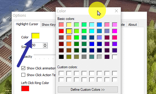 Как создать желтый круг вокруг указателя мыши в Windows