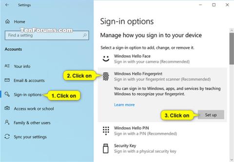 Comment ajouter/supprimer des empreintes digitales pour les comptes sous Windows 10