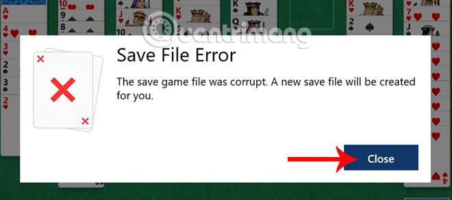 Come correggere l'errore del file di salvataggio nel gioco Solitario Windows 10
