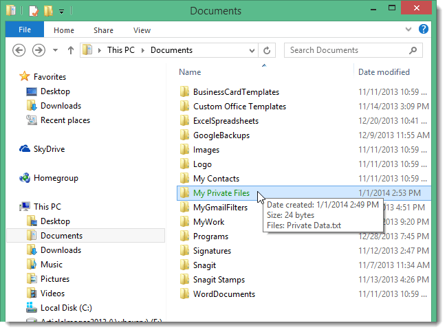 Istruzioni per utilizzare EFS per crittografare file e cartelle su Windows 8.1 Pro