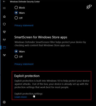 Migliora la sicurezza di Windows 10 con la protezione dagli exploit