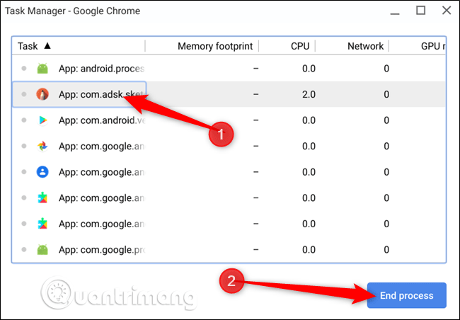 Как закрыть не отвечающие приложения Chromebook