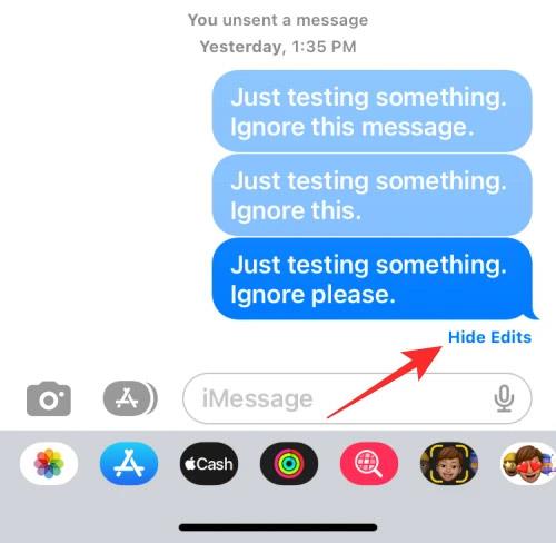 Instructions pour afficher l’historique des modifications des messages sur iPhone