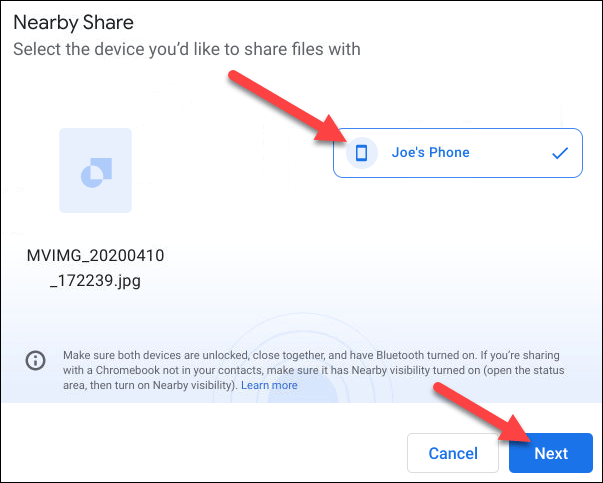 Как использовать функцию Nearby Share на Chromebook