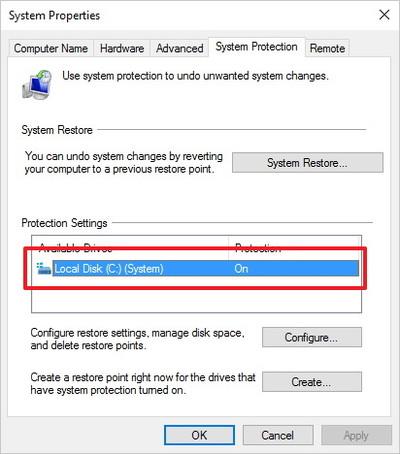 Istruzioni per la creazione di punti di backup e ripristino (Restore Point) su Windows 10