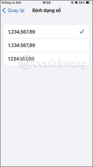 Istruzioni per cambiare il formato del numero su iPhone