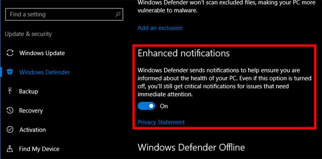 Comment désactiver la notification récapitulative de Windows Defender sur Windows 10