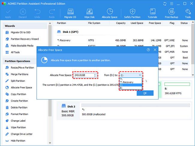 Comment transférer de l'espace libre d'une partition à une autre sous Windows 10