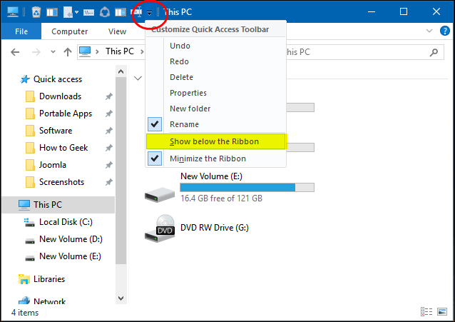 En savoir plus sur la barre d'outils d'accès rapide sous Windows 10