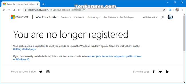 Come uscire dal programma Windows Insider per annullare la registrazione dell'account