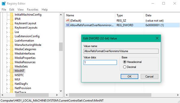 Windows 10 で ReFS (Resilient File System) を有効/無効にする