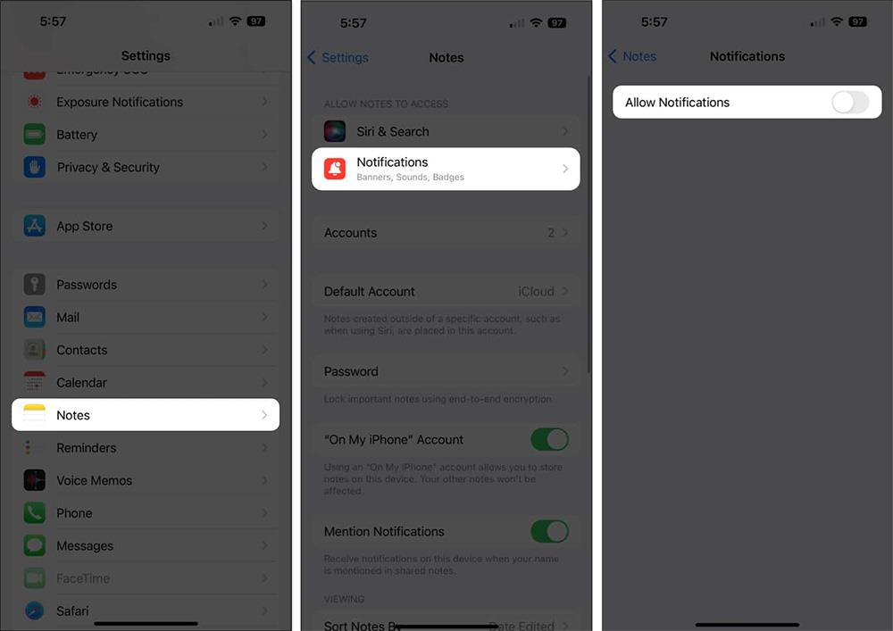 Comment désactiver les notifications de notes partagées sur iPhone