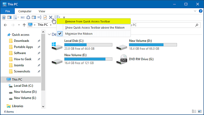 Erfahren Sie mehr über die Symbolleiste für den Schnellzugriff unter Windows 10