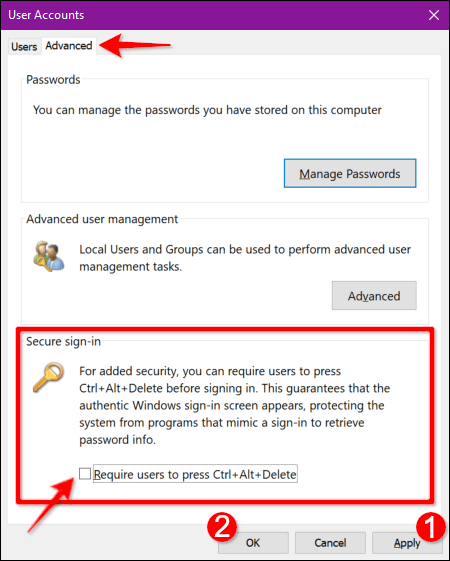 Как включить или отключить безопасный вход в Windows 10, Windows 11