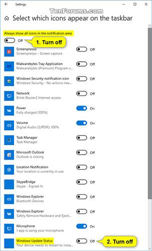 So aktivieren/deaktivieren Sie das Windows Update-Statussymbol im Infobereich der Taskleiste unter Windows 10