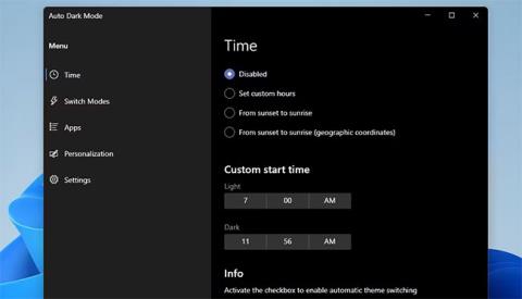 Как запланировать автоматическое переключение светлого/темного режима в Windows 11