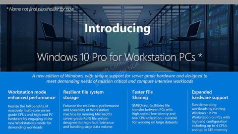 適用於功能強大的電腦的 Windows 10 專業工作站版本