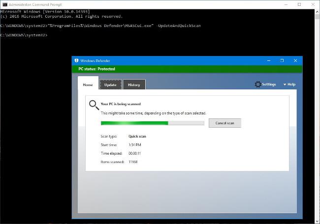 Utiliser Windows Defender avec l'invite de commande sous Windows 10