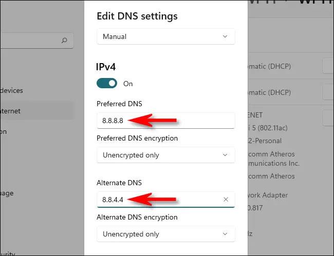 Come cambiare il server DNS su Windows 11