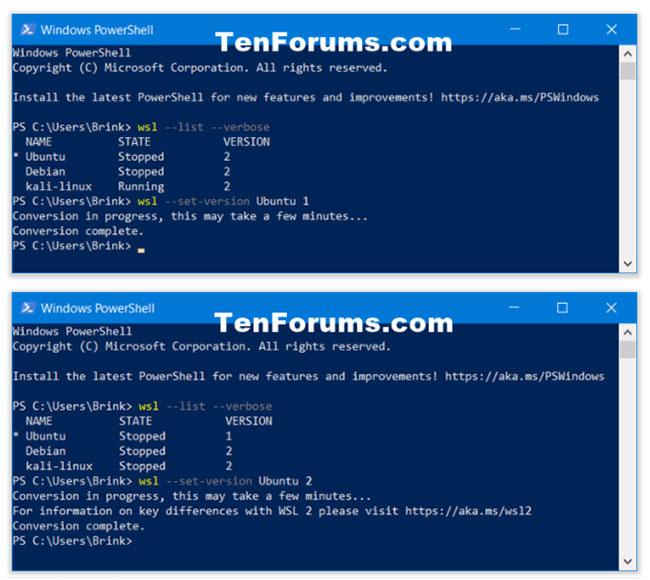 Comment définir la version de distribution Linux sur WSL 1/WSL 2 dans Windows 10