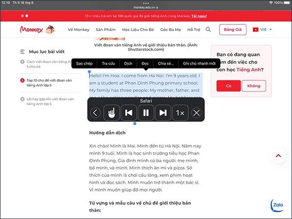 Comment activer automatiquement le mode lecture de texte sur iPad