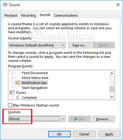 Instructions pour désactiver ou modifier les sons de notification de Windows 10